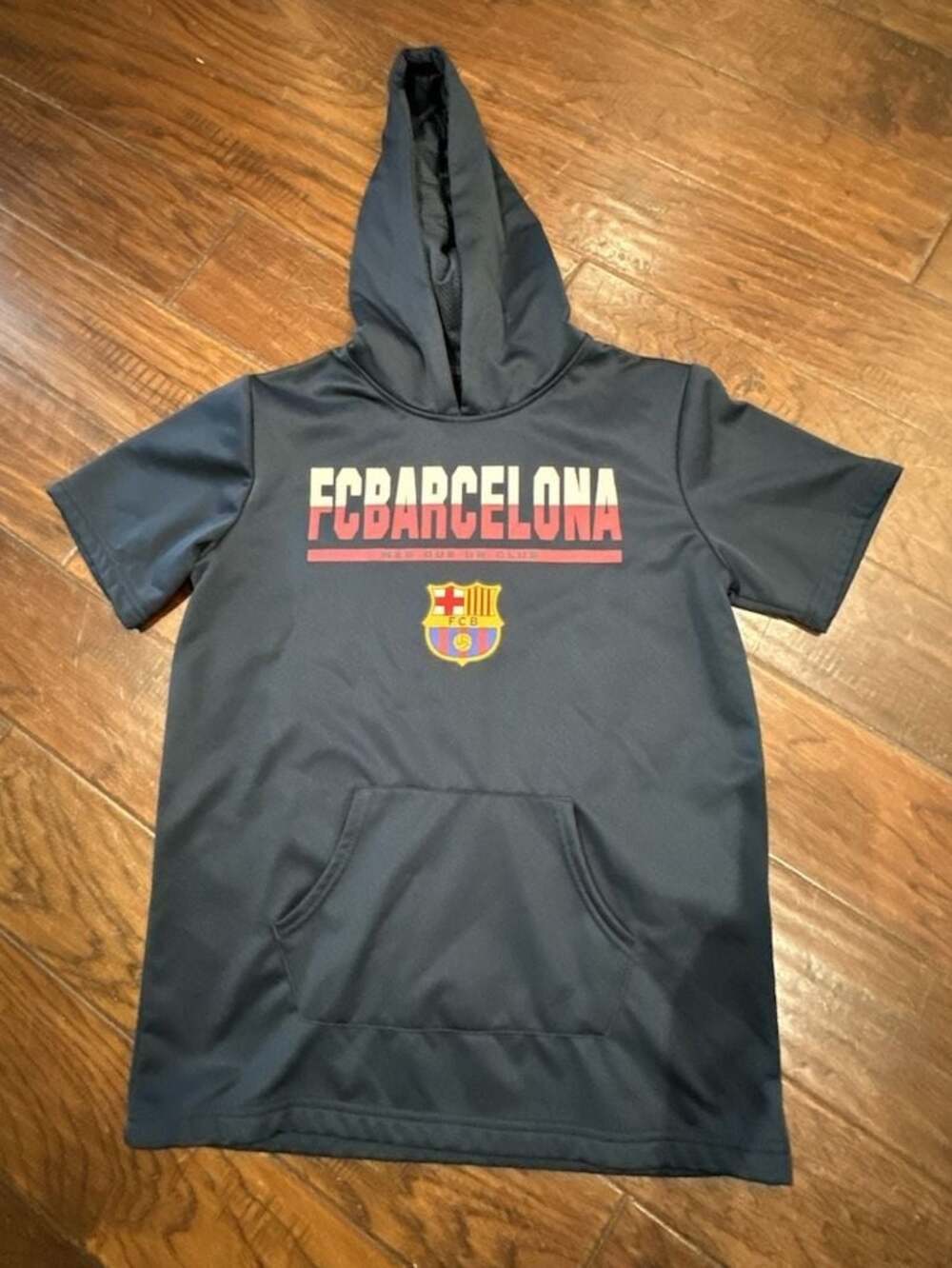 FC Barcelona Short Sleeve Hoodie Jersey Navy Blue XL